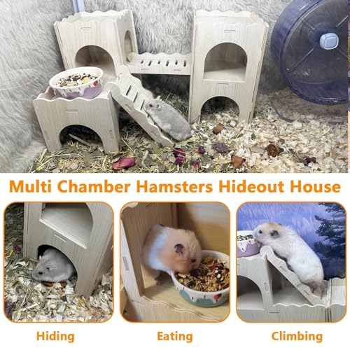 Hamster Hideout House Multi Chamber Rat Hide Hut Castle Large Climbing Playground Exploring Labyrinth Tunnel Toy for Syrian Dwarf Gerbils Hamsters Mice (Pattern A)