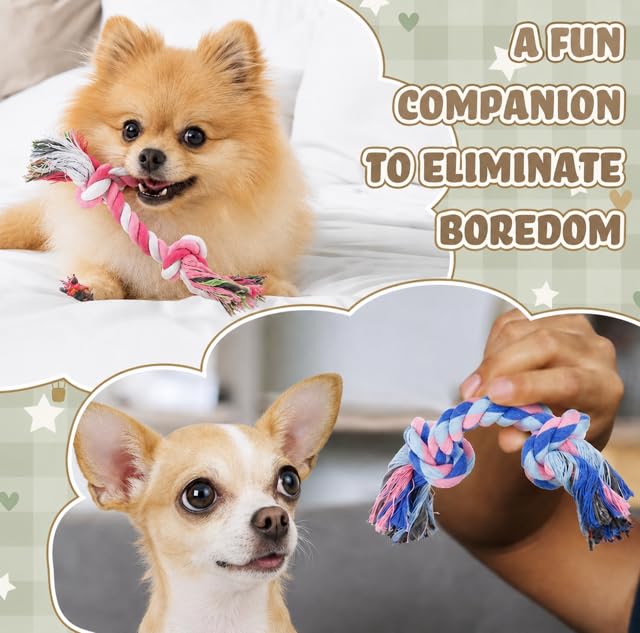 Mini Chew Rope Pack for Small Dogs – 4 Pack Puppy Rope Toys for Chihuahua, Pomeranian & Small Breeds – Tiny Paws Teething & Dental Chew Toys (Blue) - color: Blue