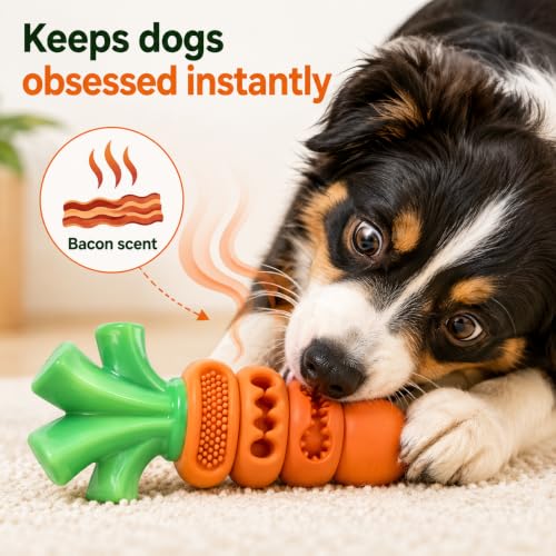 Aggressive Chewer Dog Toys, Durable Carrot Teeth Cleaning Toy
