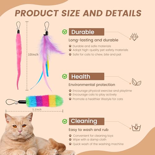 Interactive Cat Toys Replacement Tails Accessories for Cat Ball, 10Pcs - color: multicolour