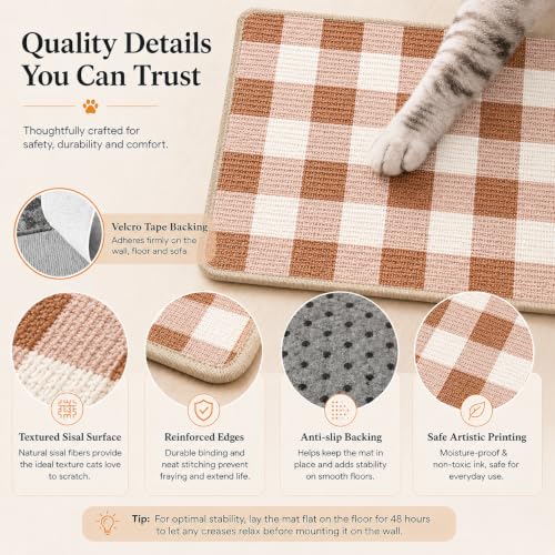 Cat Scratcher Mat, Natural Sisal Cat Scratch Pad for Cats - color: Coffee White