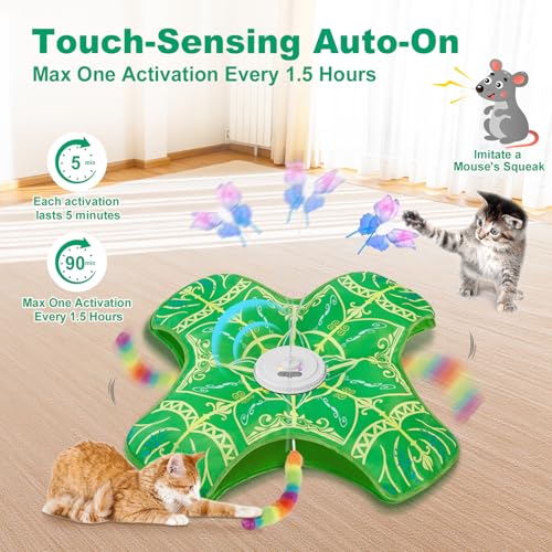 Interactive Cat Toys for Indoor Cats,Automatic Kitten Tunnel Toys - color: Green Cover Cloth Toy