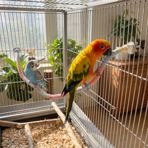 2 Pcs 31.5 Inch Bird Rope Perch Gradient Bendable Flexible