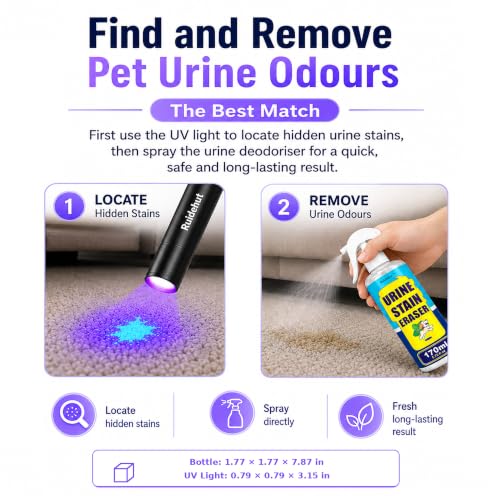 Stain & Odor Remover + Pet Urine Detector Kit, 5.75 fl oz - size: 5.75 fl oz (Includes UV Light)