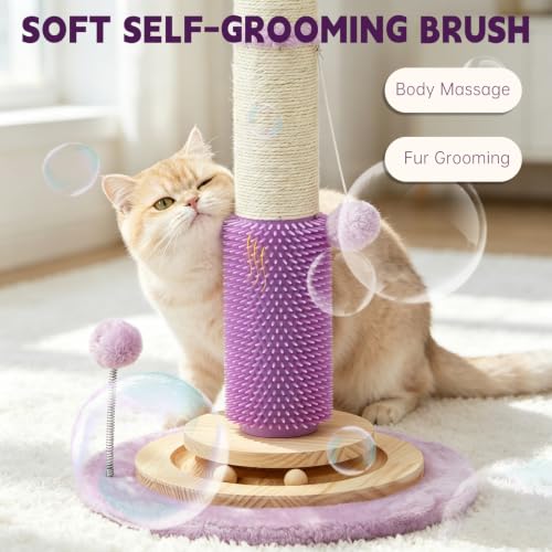 45" Tall Cat Scratching Post for Large,Heavy Duty Scratcher Tree - color: pruple-45inch