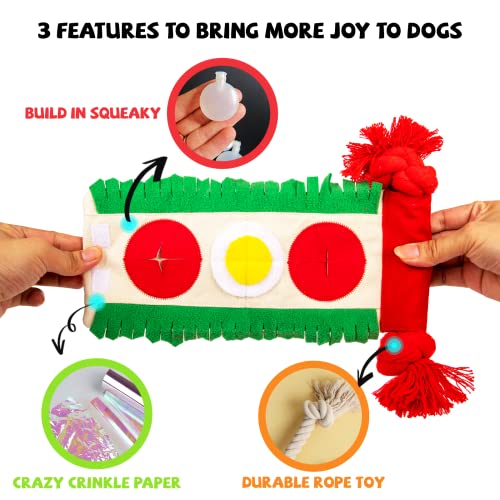 lilfrd Burrito Snuffle Mat Dog Toy, Squeaky Crinkle Rope Puzzle Taco Toy - style: Burrito