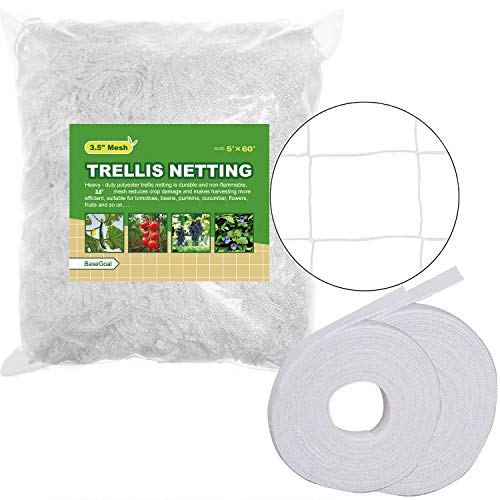 BaseGoal 3.5in Mesh Trellis Netting, 5x60ft, 1 Pack - size: 3.5" Mesh (5'X60')