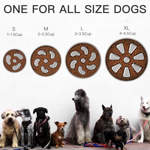 Feedoo Slow Feeder Dog Bowl Large Breed 4-Cup, Double-Wall Stainless Steel - color: Spiral-1Pack, size: XL 4~4.5Cups