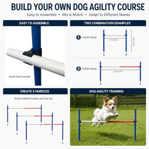 6 Pcs Pole Bending Poles for Horses, 6.6FT 2-in-1 Convertible Equestrian Training Equipment, Agility Poles for Horses, Dogs & Soccer Training