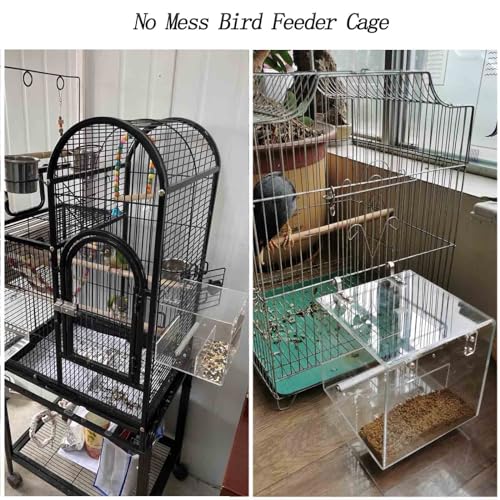 Automatic Acrylic Bird Feeder for Cage, No Mess Bird Feeder for Cage - size: XL