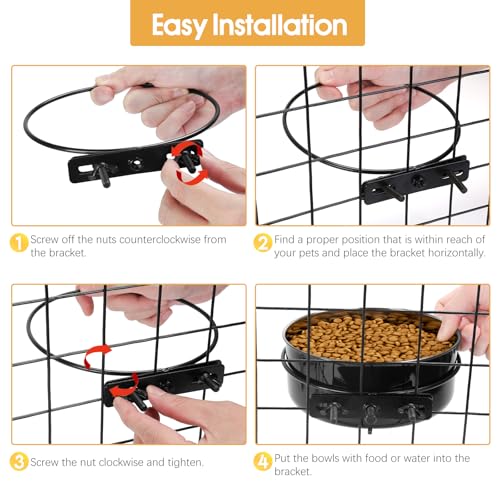 2 Pcs Stainless Steel Large Dog Crate Food Water Bowl, 56 & 41 OZ - color: Black, size: L (56 & 41 OZ)