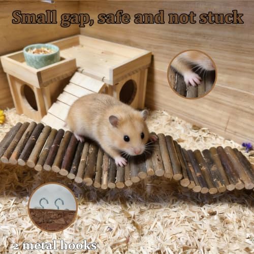 25.6 × 3.9 in Wood Hamster Bridge Rat Climb Toys for Gerbil Mouse Squirrel - size: 1PCS-25.6×3.9 in