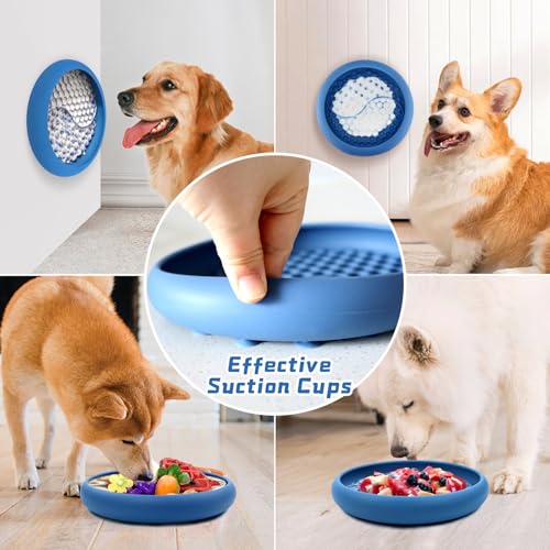Dog Lick Bowl, Non-Slip Lick Mat Slow Feeder for Dogs & Cats - color: Dark Blue, size: Small