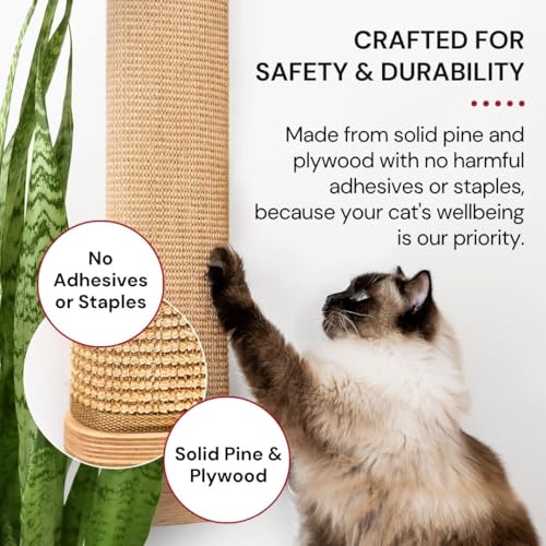 7 Ruby Road Wall Mounted Cat Scratcher, Replaceable Sisal Scratching Post