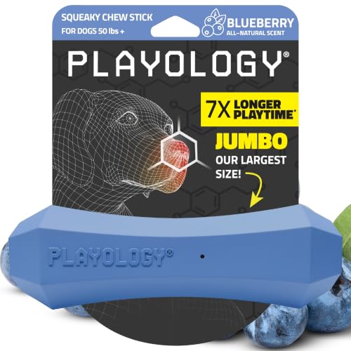 Playology Squeaky Chew Stick - Scented Dog Toy - Jumbo, Blueberry Scent - size: Jumbo, style: Blueberry