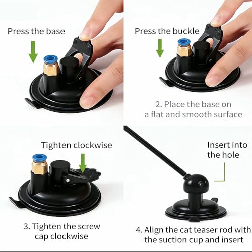Suction Cup Cat Teaser Wand - Interactive Feather & Bell Toy for Indoor Cats, Self-Play Fixed Design, Scratch-Resistant to Relieve Boredom