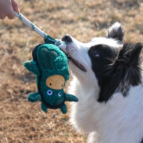 Green Sheep Squeaky Plush Dog Toy, Interactive Rope Toy with Recycled Materials for Tug, Fetch and Play, Medium to Large Dogs, Chew Toy, Cow - color: Cow