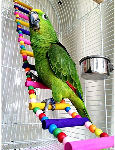 Litewoo Wood Bird Ladder Bridge, Climbing Parrot Swing for Cage