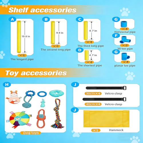 Puppy Play Gym with 8 Hanging Toys - color: Yellow, size: 22.28x16.65x17.71in