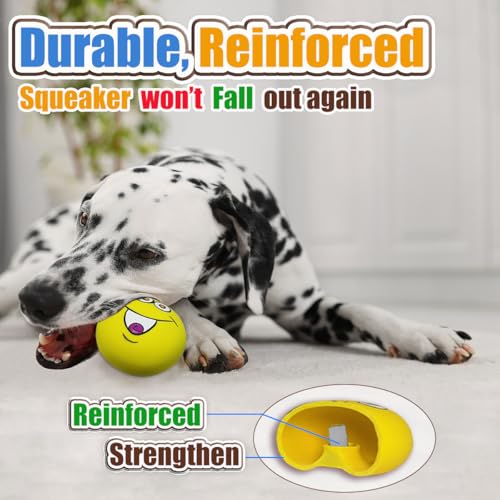 3.1" Squeaky Dog Toys for Large Dog, Medium Breed, Latex Flat Ball - color: 4 Colors For M/L 3.1", size: Large
