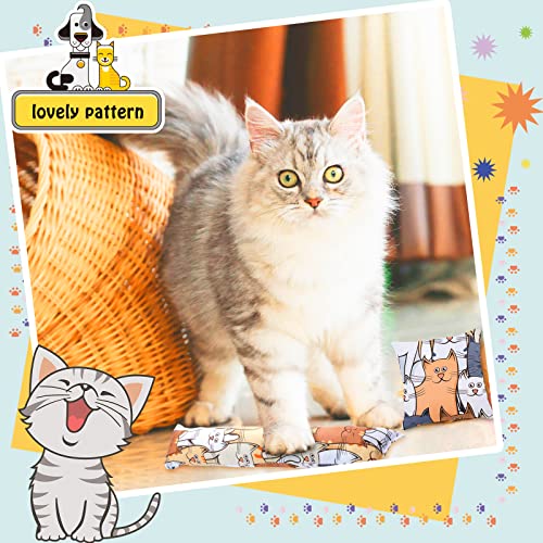 Hungdao 8 Pieces Catnip Kicker Toys Cat Kick Sticks Interactive Pillow Toys for Indoor Kitten Pet Chew Supplies, 2 Shapes and 4 Designs