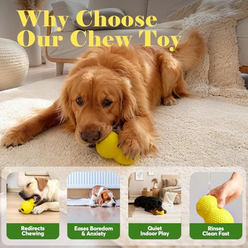 Kimee Natural Rubber Dog Chew Toys Dog Toys for Aggressive Chewers Gourd - color: Yellow-Gourd