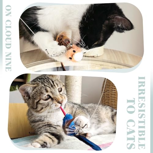 SONGWAY Cat Toy Wand Refills - 7 Pieces Realistic Plush Bird Cat Toys with Natural Feather Tails, Interactive Cat Teaser Refills for Indoor Cats, Kitten Hunting Play & Boredom Reduction - color: Elegant Birds