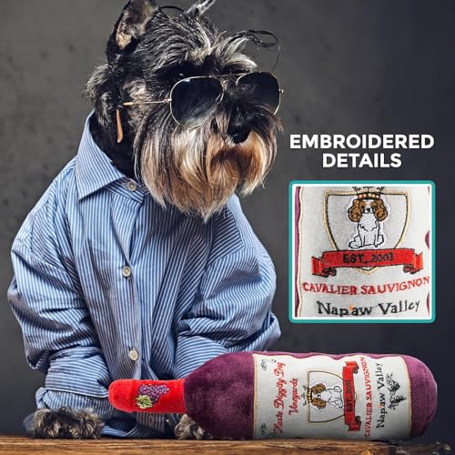 Haute Diggity Dog Cavalier Sauvignon Plush Dog Toy, Wine Parody Chew Toys - color: Cavalier Sauvignon (Maroon), size: One Size