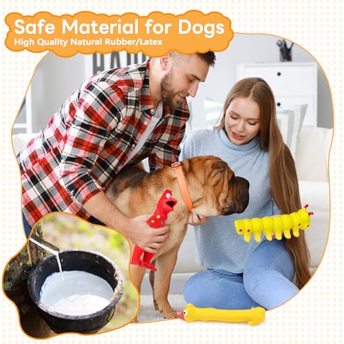 Rubber Chicken Dog Squeaky Toys, Durable Latex Chew Toys for Small Medium Large Size Dogs, Teething Puppy Dogs (3 Pack-Large) - color: 3 Pack-Large