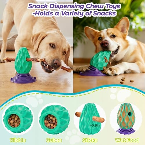 Interactive Dog Treat Dispensing Puzzle Toy, TPE Material with Detachable Suction Base for Medium & Large Dogs, Teeth Cleaning, Mental Stimulation & Boredom Relief