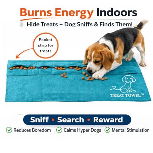 Treat Towel for Dogs – Snuffle Towel for Mental Stimulation & Enrichment, Interactive Lick Mat Alternative, Washable Microfiber, Boredom Buster Nose Work Toy for All Breeds – Green - color: GreenSTD