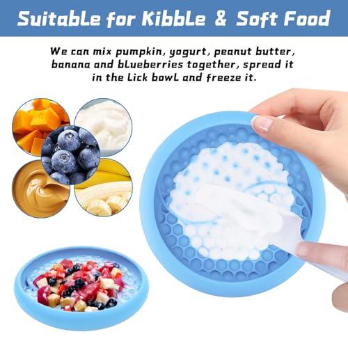 Dog Lick Bowl, Non-Slip Lick Mat Slow Feeder for Dogs & Cats - color: Light Blue, size: Large