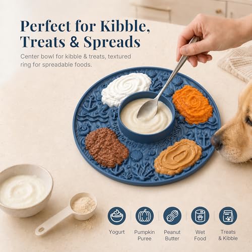 WorWoder 2-in-1 Lick Mat for Dogs, Built-in Slow Feeder Bowl