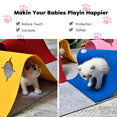 4-Way Cat Tunnels for Indoor Cats, Interactive Toys with Plush Ball - color: Multi-Color with Plush Ball
