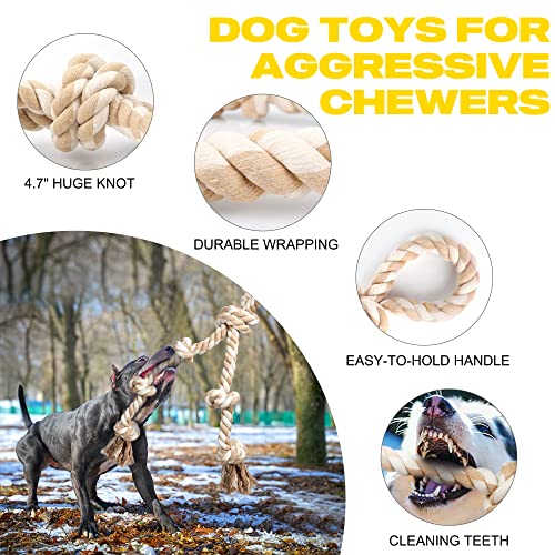 Fida Dog Rope Toys for Large Dogs, Tough Tug of War Dog Toys - color: White-1 handle