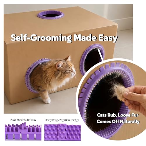 Cat Self Groomer Arch for Cardboard Boxes (Lavender | Start Kit) - color: Lavender