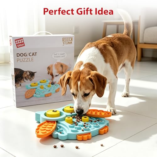 Gigwi Interactive Treat Puzzle Toy, Owl Shape 5 Difficult Levels for Pet - color: Owl