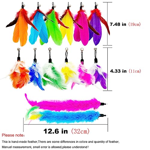 Cat Feather Toys Refills, 14 Pieces Natural Feathers Refills, Cat Wand Replacement Feathers Toy for Indoor Cats - color: 14 PCS Cat Feather Toy Refills