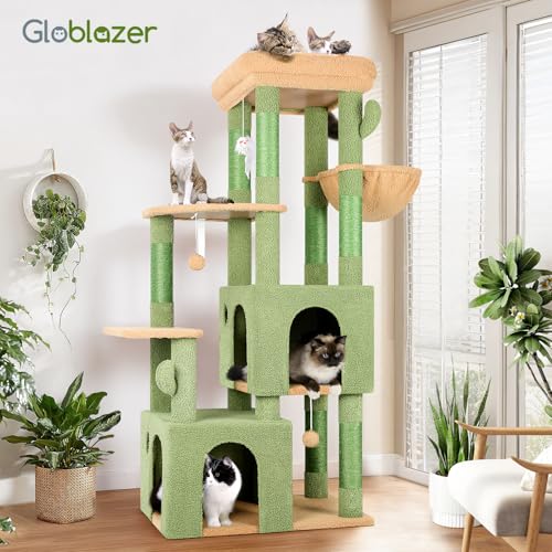 Globlazer Heavy Duty Cactus Cat Trees for Big Cats Maine Coon, F61, Green - color: Cactus, size: 61inch