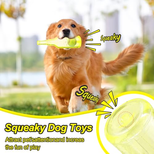 Water Bottle Dog Toy for Aggressive Chewers, Cute Squeaky Indestructible Water Bottle Dogs Chew Toys for Medium/Small Dogs Interactive Dog Toys to Exercise and Accompany (Yellow) - color: Yellow