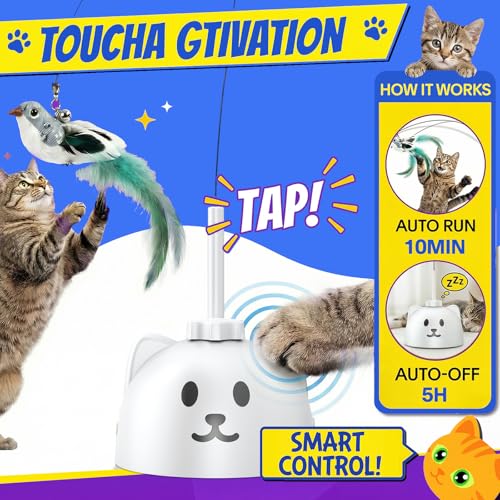 CATPICK Automatic Interactive Cat Toy, Flying Bird Wand for Indoor Cats - color: Brown