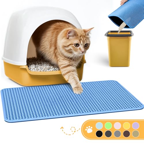 Powools Cat Litter Mat, 23.2 x 14.6 in, Waterproof, Non-Slip, Blue - color: Blue, size: 23.2 x 14.6 Inch