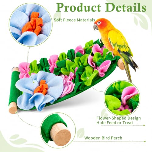 FlidRunest Bird Cotton Fabric Foraging Mat, Parrot Foraging Hammock Bed