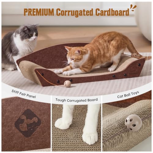 ZOMISIA 26'' Cardboard Cat Scratcher Bed for Indoor Cats, 2PCS, Brown - color: 2PCS-Brown