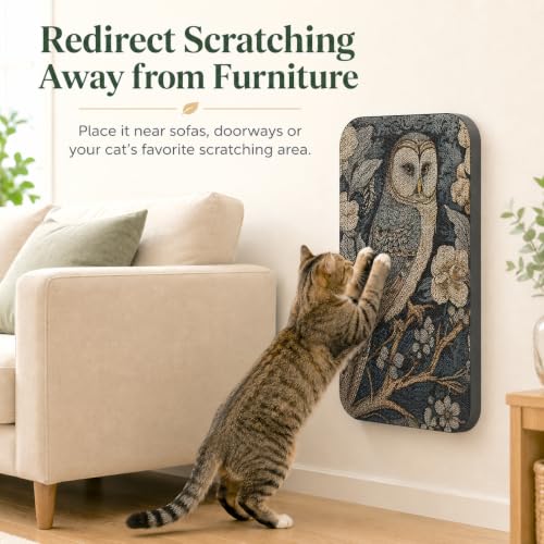2 Pack Cat Wall Scratcher, Art Cat Scratching Board for Cats - color: Owl & Butterfly