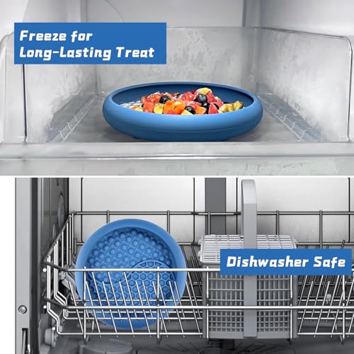 Dog Lick Bowl, Non-Slip Lick Mat Slow Feeder for Dogs & Cats - color: Dark Blue, size: Small