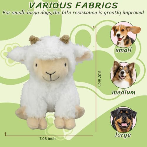Squeaky Stuffed Dog Toys, Chew Sheep for Large Medium Small Breeds - color: White