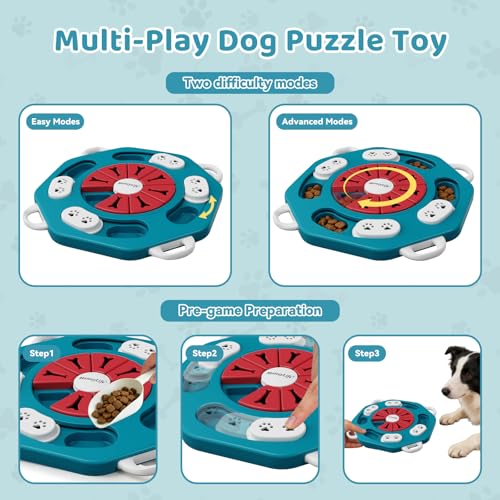 MateeyLife Dog Puzzle Toy, Interactive Dog Toys to Keep Them Busy, Enrichment Toys for Dogs, Treat Dispensing Dogs Toy with Slow Feeder for Smart Breeds, IQ Training, 2 Levels, 2 Packs