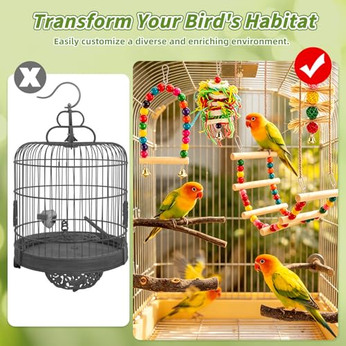 8 Pcs Natural Wood Bird Toys & Perches Set for Cages - size: Bird Toys & Perches Set