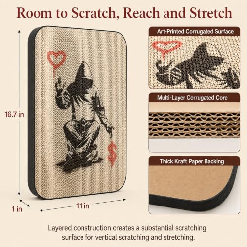 Cat Wall Scratcher, Art Cat Scratching Board for Indoor Cats - color: Love Over Money